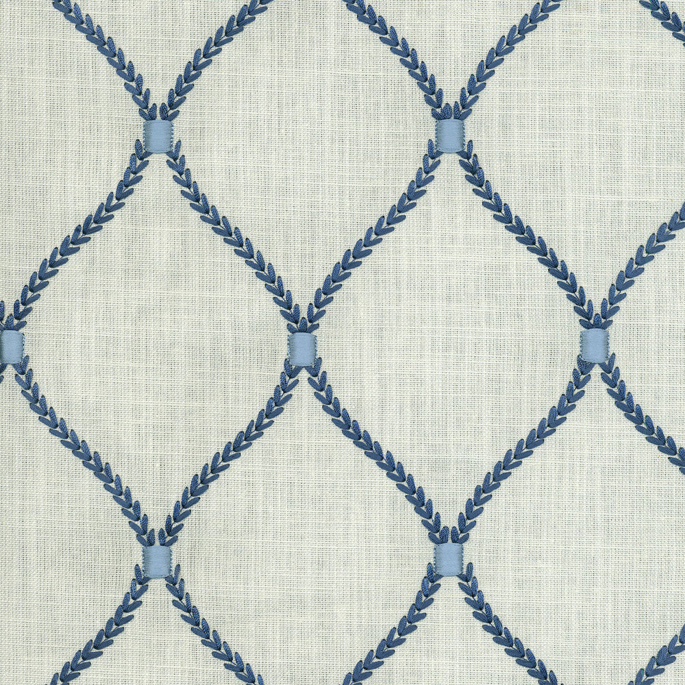 Deane Embroidery Porcelain 700091 by Williamsburg Designer Fabric DEANE EMBROIDERY 70% Rayon 30% Linen Embroid:100% Rayon INDIA Wyzenbeek 39,000 Horizontal: 4.25" and Vertical: 6.25" 54" - Swanky Fabrics -