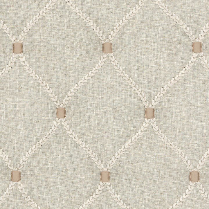 Deane Embroidery Flax 700094 by Williamsburg Designer Fabric - 70%Rayon 30%Linen Embroid:100%Rayon India 39000 Horizontal: 6.25 and Vertical: 4.25 54 - Swanky Fabrics -