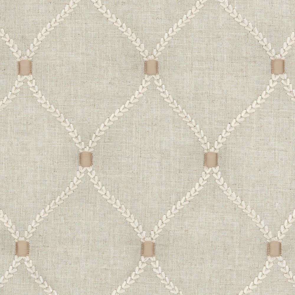 Deane Embroidery Flax 700094 by Williamsburg Designer Fabric - 70% Rayon 30% Linen Embroid:100% Rayon INDIA 39000 Horizontal: 4.25 and Vertical: 6.25 54 - Swanky Fabrics -
