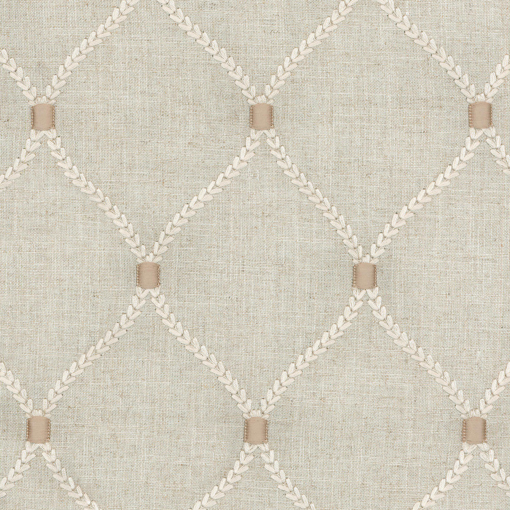 Deane Embroidery Flax 700094 by Williamsburg Designer Fabric DEANE EMBROIDERY 70% Rayon 30% Linen Embroid:100% Rayon INDIA Wyzenbeek 39,000 Horizontal: 4.25" and Vertical: 6.25" 54" - Swanky Fabrics -