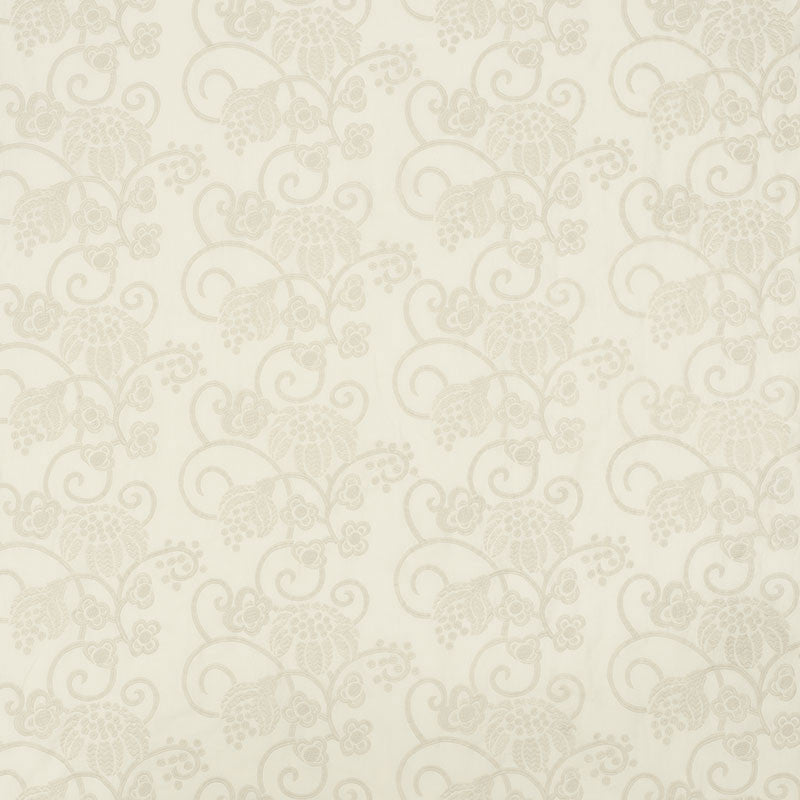 Calliope Embroidery Ivory 70180 by Schumacher Designer Fabric CONTEMPORARY EMBROIDERIES COTTON 70% LINEN 30% INDIA </p><p>Repeat: Horizontal: 27" (69CM) and Vertical: 12 1/2" (32CM) 54.5 - Swanky Fabrics -