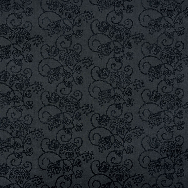 Calliope Embroidery Black 70181 by Schumacher Fabric Schumacher Fabric Calliope Embroidery Black 70181Fabric COTTON 70% INDIA </p><p>Repeat: H: HORZ. 27" (69CM) , V: VERT. 12 1/2" (32CM) 54.5 - Fabric Carolina -