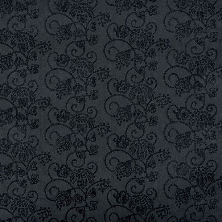 Calliope Embroidery Black 70181 by Schumacher Designer Fabric CONTEMPORARY EMBROIDERIES COTTON 70% LINEN 30% INDIA </p><p>Repeat: Horizontal: 27" (69CM) and Vertical: 12 1/2" (32CM) 54.5 - Swanky Fabrics -