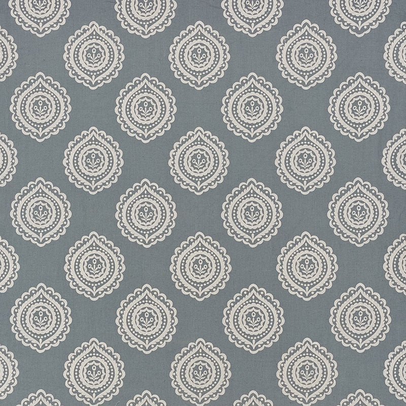 Olana Linen Embroidery Slate 70201 by Schumacher Designer Fabric Contemporary-Embroideries 60% Linen, 34% Viscose, 6% Spun - Horizontal: 12.625 and Vertical: 12.5 50.125 - Swanky Fabrics -