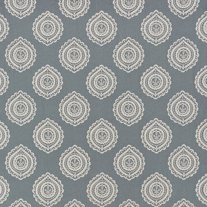 Olana Linen Embroidery Slate 70201 by Schumacher Designer Fabric