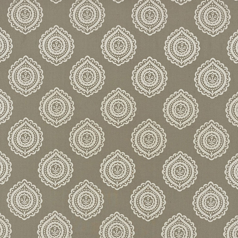 Olana Linen Embroidery Stone 70202 by Schumacher Designer Fabric Contemporary-Embroideries 60% Linen, 34% Viscose, 6% Spun - Horizontal: 12.625 and Vertical: 12.5 50.125 - Swanky Fabrics -