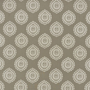 Olana Linen Embroidery Stone 70202 by Schumacher Designer Fabric