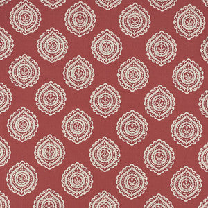 Olana Linen Embroidery Tuscan Red 70204 by Schumacher Designer Fabric