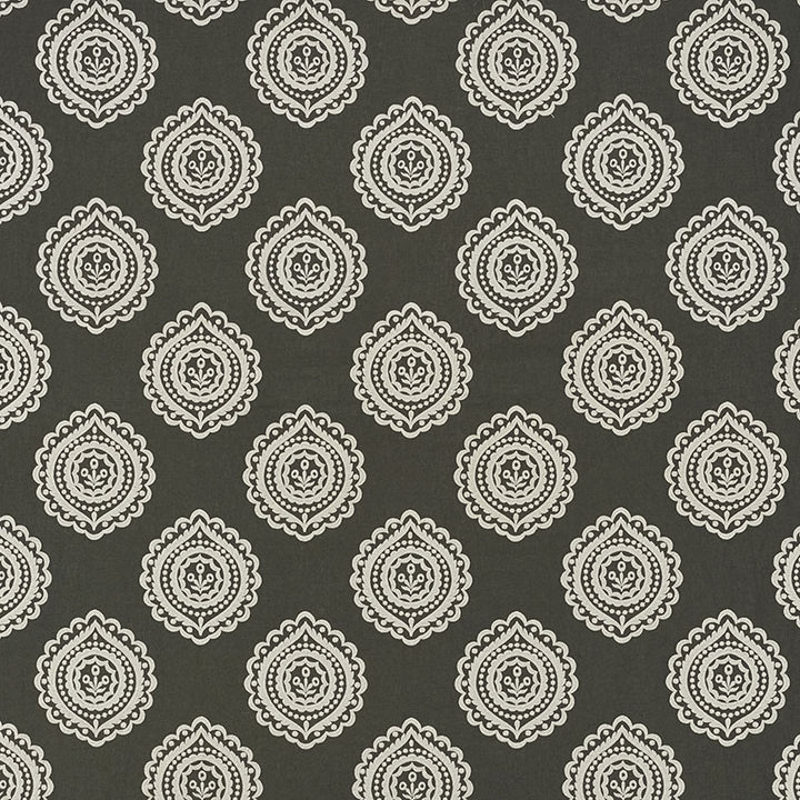 Olana Linen Embroidery Graphite 70205 by Schumacher Designer Fabric Contemporary-Embroideries 60% Linen, 34% Viscose, 6% Spun - Horizontal: 12.625 and Vertical: 12.5 50.125 - Swanky Fabrics -