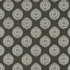 Olana Linen Embroidery Graphite 70205 by Schumacher Designer Fabric