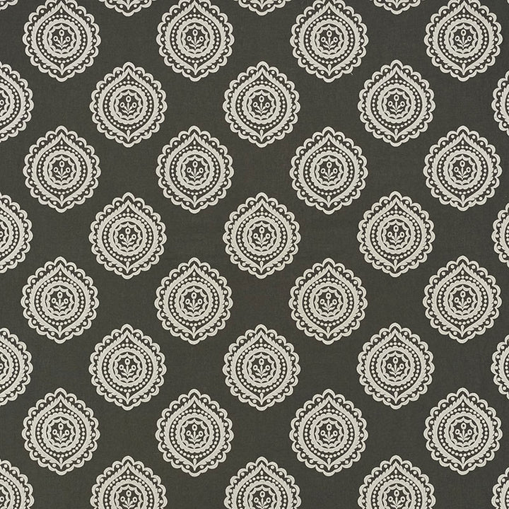 Olana Linen Embroidery Graphite 70205 by Schumacher Designer Fabric CONTEMPORARY EMBROIDERIES LINEN 60% VISCOSE RAYON 34% INDIA </p><p>Repeat: Horizontal: 12 5/8" (32CM) and Vertical: 12 1/2" (32CM) 50.125 - Swanky Fabrics -