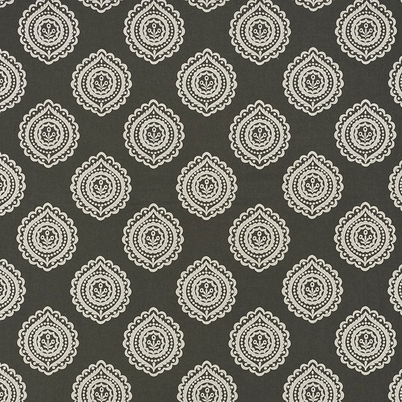 Olana Linen Embroidery Graphite 70205 by Schumacher Fabric Schumacher Fabric Olana Linen Embroidery Graphite 70205Fabric LINEN 60% INDIA </p><p>Repeat: H: HORZ. 12 5/8" (32CM) , V: VERT. 12 1/2" (32CM) 50.125 - Fabric Carolina -