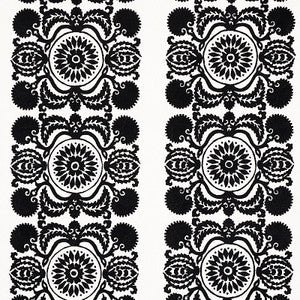 Castanet Embroidery Black 70263 by Schumacher Designer Fabric
