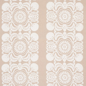 Castanet Embroidery Natural 70264 by Schumacher Designer Fabric