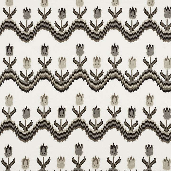 Tulip Flamestitch Embroidery Quarry 70273 by Schumacher Designer Fabric Contemporary-Embroideries 55% Polyester, 25% Linen, 20% Cotton - Horizontal: 51 and Vertical: 28.25 51 - Swanky Fabrics -