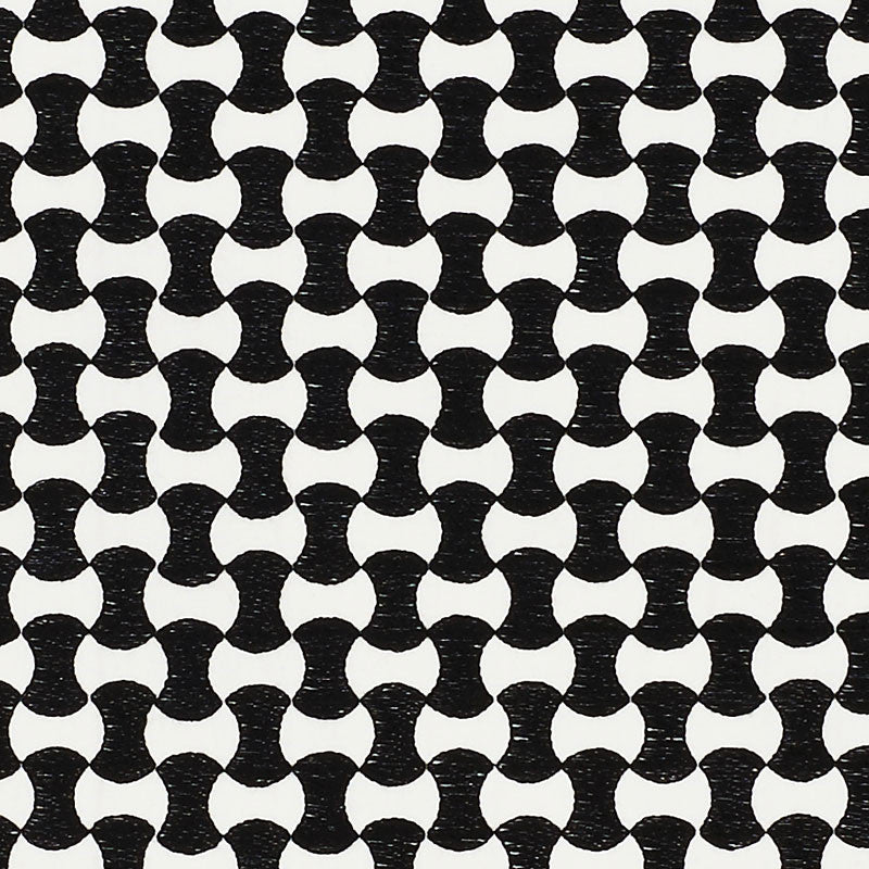 Nolita Embroidery Black 70372 by Schumacher Designer Fabric HAPPY TOGETHER II COTTON 63% SPUN VISCOSE 37% INDIA MARTINDALE 10,000 </p><p>Repeat: Horizontal: 3/4" (2CM) and Vertical: 1 1/2" (4CM) 50.625 - Swanky Fabrics -