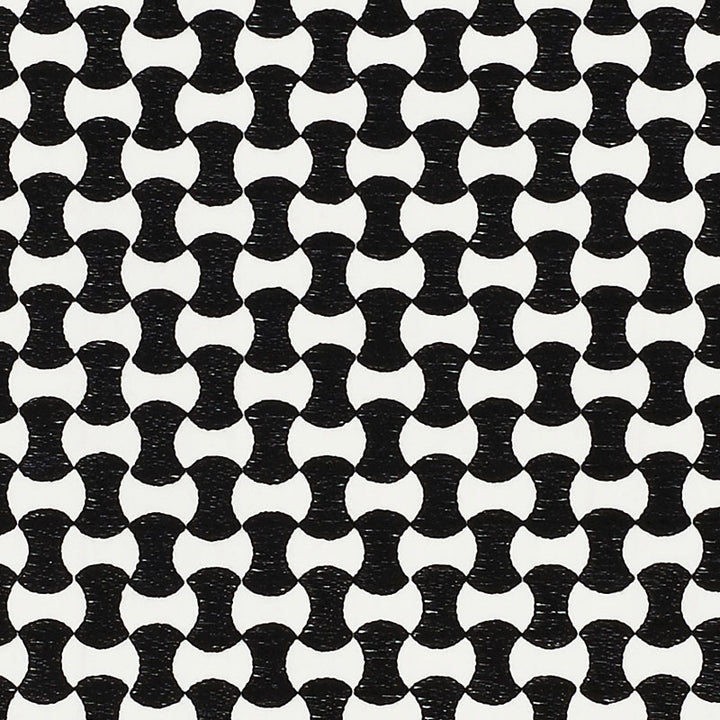 Nolita Embroidery Black 70372 by Schumacher Designer Fabric HAPPY TOGETHER II COTTON 63% SPUN VISCOSE 37% INDIA MARTINDALE 10,000 </p><p>Repeat: Horizontal: 3/4" (2CM) and Vertical: 1 1/2" (4CM) 50.625 - Swanky Fabrics -