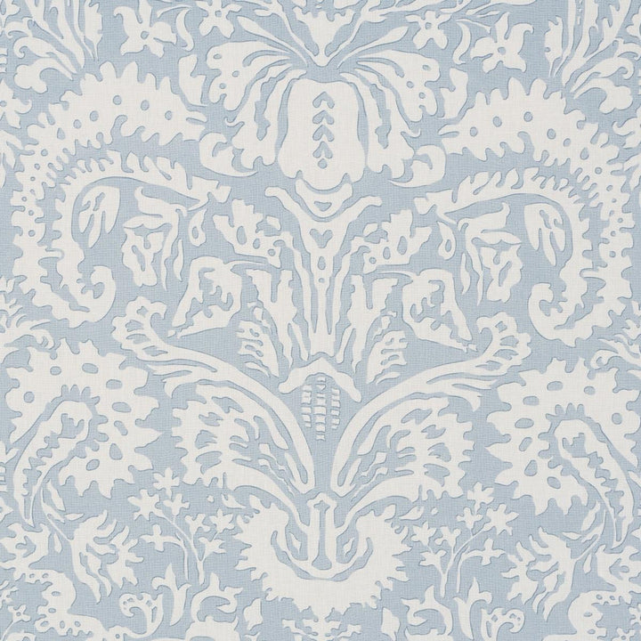 Suffolk Damask Blue 182121 by Schumacher Designer Fabric Veere Grenney 27.0" - Swanky Fabrics -