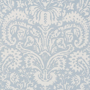 Suffolk Damask Blue 182121 by Schumacher Designer Fabric
