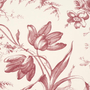 Toile De Fleurs Rouge 5009122 by Schumacher Designer Wallpaper