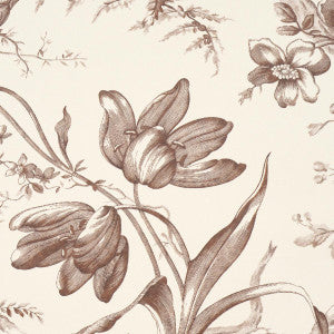Toile De Fleurs Fawn 5009124 by Schumacher Designer Wallpaper