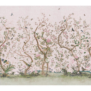 Les Oiseaux Blush 5015154 by Schumacher Designer Wallpaper