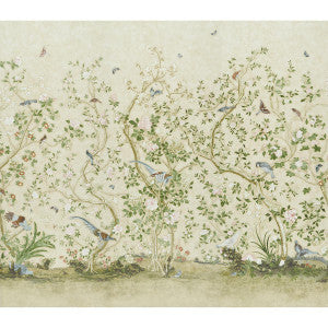 Les Oiseaux Parchment 5015155 by Schumacher Designer Wallpaper
