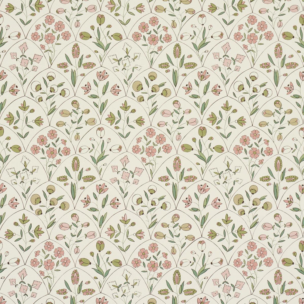 Frances Scallop Floral Petal 5015960 by Schumacher Designer Wallpaper Craft Revival 18.0" - Swanky Fabrics -
