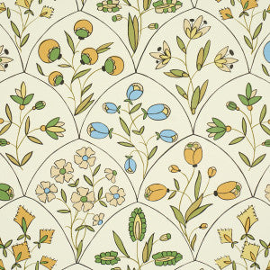 Frances Scallop Floral Document 5015961 by Schumacher Designer Wallpaper