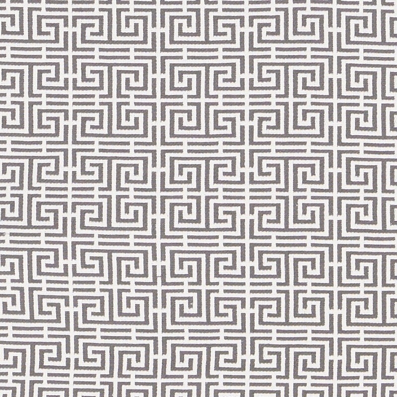 Chinois Fret Grey/White 70564 by Schumacher Designer Fabric ESSENTIALS: SMALL-SCALE UPHOLSTERY I See Sample FRANCE HEAVY DUTY </p><p>Repeat: Horizontal: 2 1/4" (6CM) and Vertical: 2 3/8" (6CM) 53 1/2" (136CM) - Swanky Fabrics -