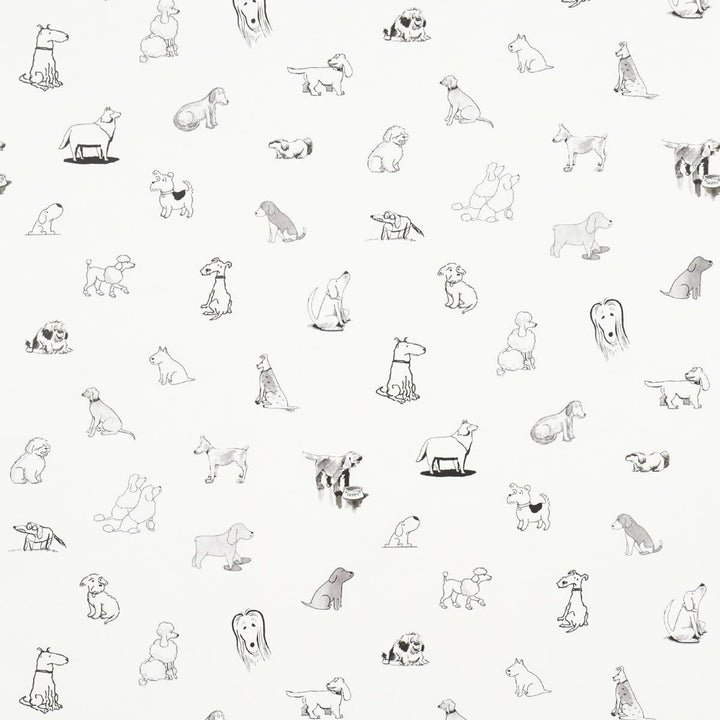 Good Dogs Everywhere Black & White 5016130 by Schumacher Designer Wallpaper The New Yorker 13.5" - Swanky Fabrics -