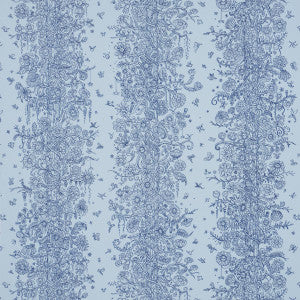 Edward Steed'S Towers Of Flowers Sky Blue & Navy 5016142 by Schumacher Designer Wallpaper