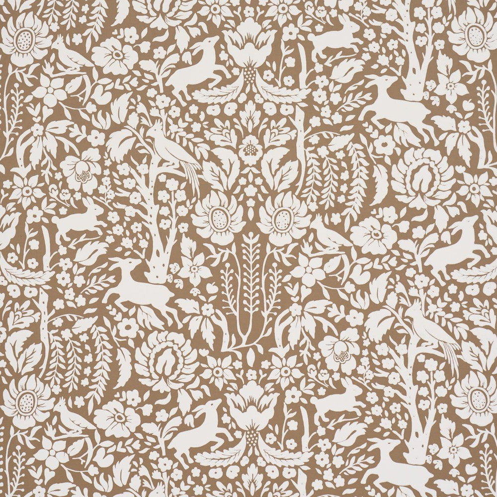 Deerfield Mocha 5016260 by Schumacher Designer Wallpaper Craft Revival 13.5" - Swanky Fabrics -