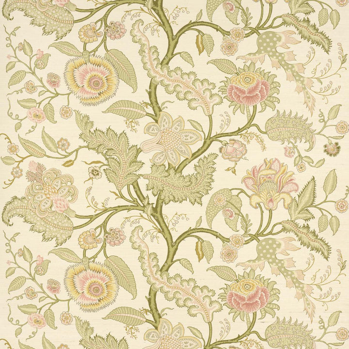 Sinhala Sisal Pink & Green 5016690 by Schumacher Designer Wallpaper Perennial Favorites 34.0" - Swanky Fabrics -