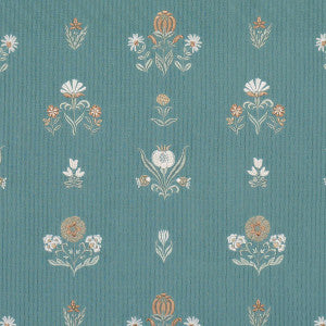 Elmslie Embroidery Teal 84370 by Schumacher Designer Fabric