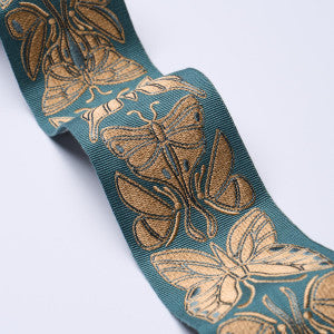 Metamorphosis Tape Teal & Gold 84382 by Schumacher Designer Trim