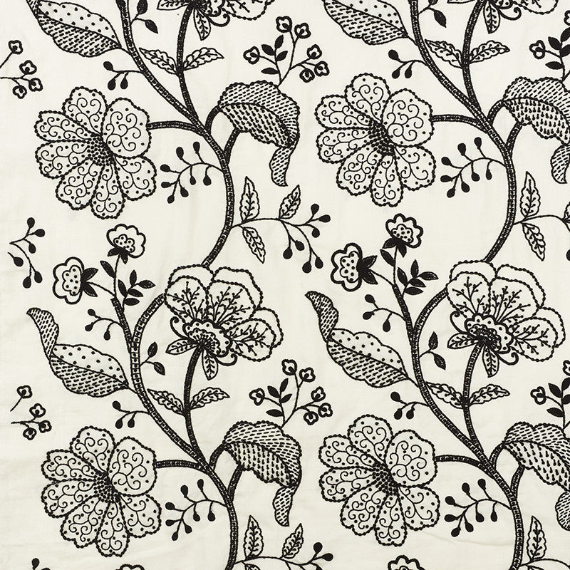 Full Bloom Embroidery Ink 70812 by Schumacher Designer Fabric Contemporary-Embroideries 65% Linen, 35% Cotton - Horizontal: 26 and Vertical: 30 52 - Swanky Fabrics -