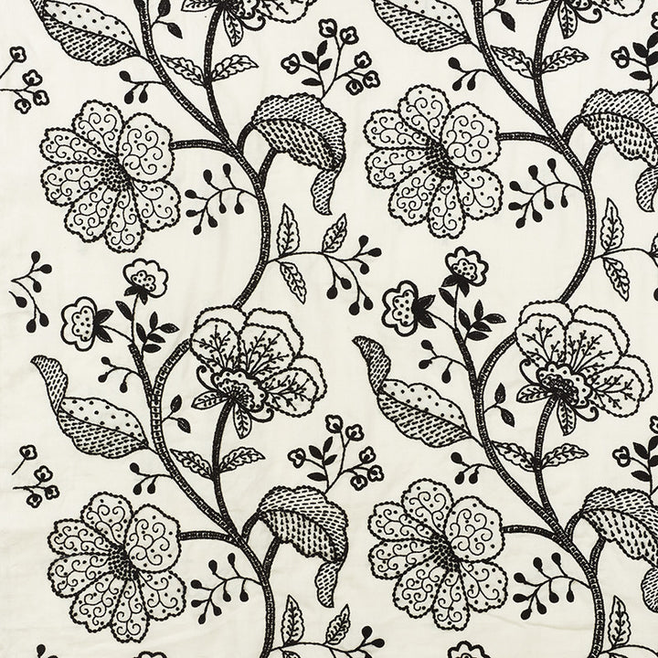 Full Bloom Embroidery Ink 70812 by Schumacher Designer Fabric Contemporary-Embroideries 65% Linen, 35% Cotton - Horizontal: 26 and Vertical: 30 52 - Swanky Fabrics -