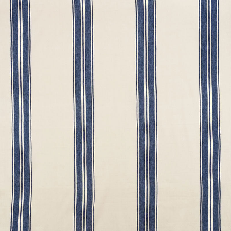 Brentwood Stripe Cobalt 70872 by Schumacher Designer Fabric Mark-D-Sikes 60% Linen, 40% Cotton - Horizontal: 13 and Vertical: - 52.5 - Swanky Fabrics -