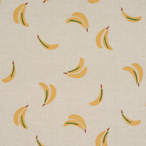 Banana Stand Hand Block Print Ochre And Green On Natural 182370 by Schumacher Designer Fabric