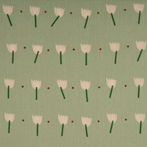 Tulip Play Hand Block Print Peach On Sage 182402 by Schumacher Designer Fabric