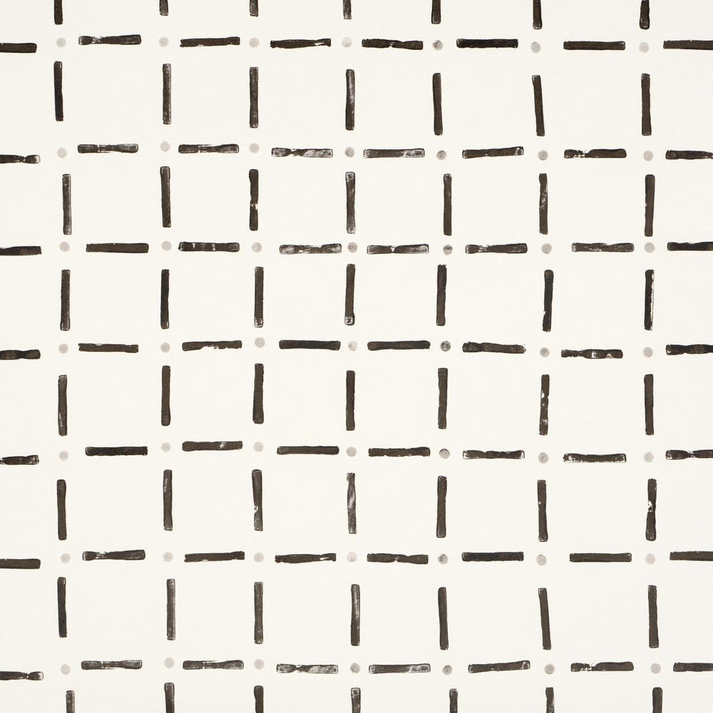 Drifting Grid Black 5015610 by Schumacher Designer Wallpaper Caroline Z Hurley 27.0" - Swanky Fabrics -