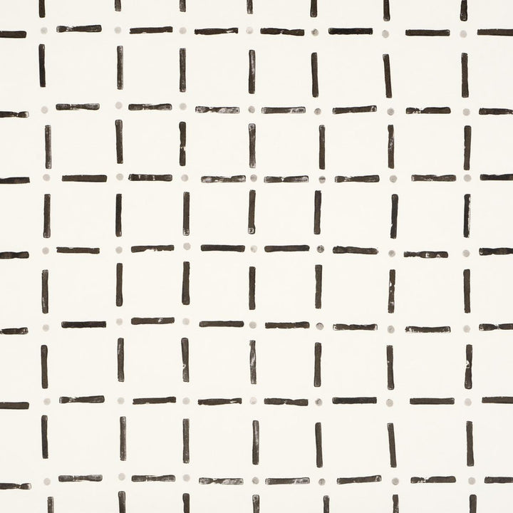 Drifting Grid Black 5015610 by Schumacher Designer Wallpaper Caroline Z Hurley 27.0" - Swanky Fabrics -