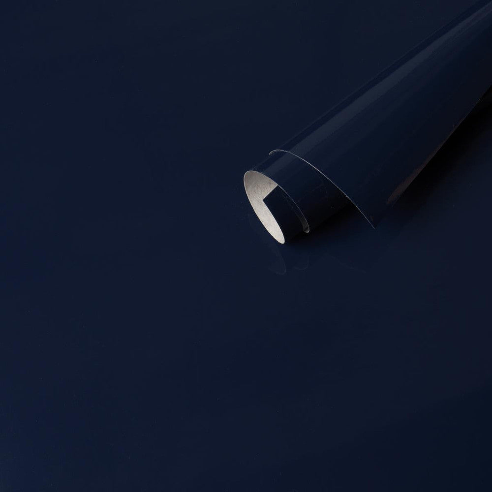 Ace Faux Lacquer Performance Vinyl Navy 5015941 by Schumacher Designer Wallpaper Perfect Basics: Vinyl Wallcovering - Swanky Fabrics -