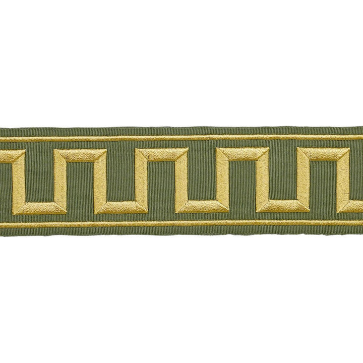 Greek Key Embroidered Tape Olive 70809 by Schumacher Designer Trim Perennial Favorite Trims 1.75" - Swanky Fabrics -