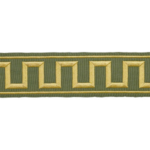 Greek Key Embroidered Tape Olive 70809 by Schumacher Designer Trim
