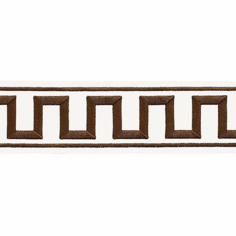 Greek Key Embroidered Tape Brown 70808 by Schumacher Designer Trim Perennial Favorite Trims 1.75" - Swanky Fabrics -