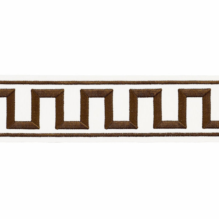 Greek Key Embroidered Tape Brown 70808 by Schumacher Designer Trim Perennial Favorite Trims 1.75" - Swanky Fabrics -