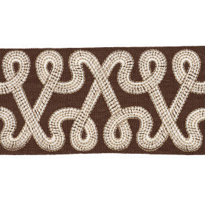 Freeform Embroidered Tape Chocolate 76736 by Schumacher Designer Trim