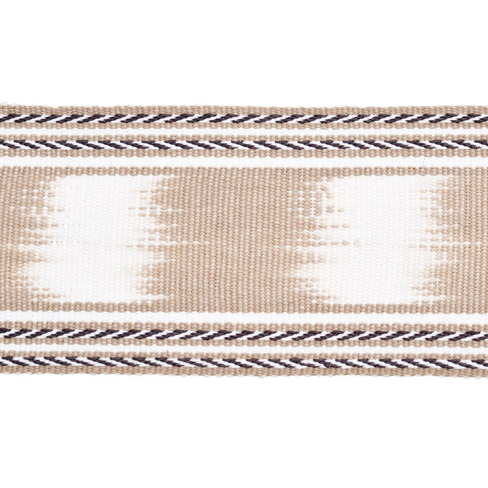 Banyan Ikat Tape Sand 79305 by Schumacher Designer Trim Perennial Favorite Trims 4.25" - Swanky Fabrics -
